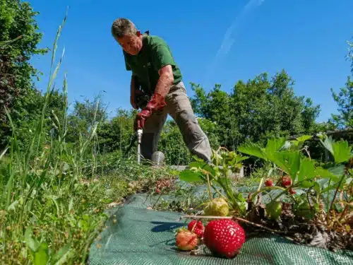 Technicien AMA Environnement lors de la vérification d'une micro-station d'épuration
